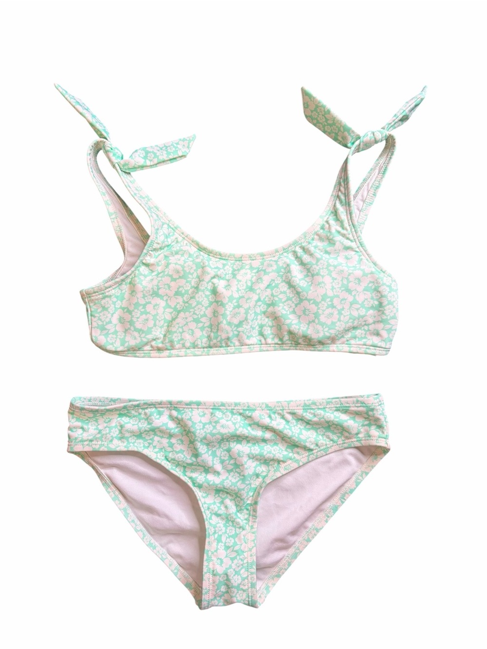 GB girls Mint Green Floral Tie-Shoulder Bikini